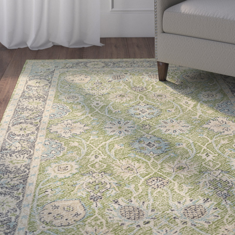 Charlton Home Dittmar Oriental Handmade Lime Green Indoor/Outdoor Area